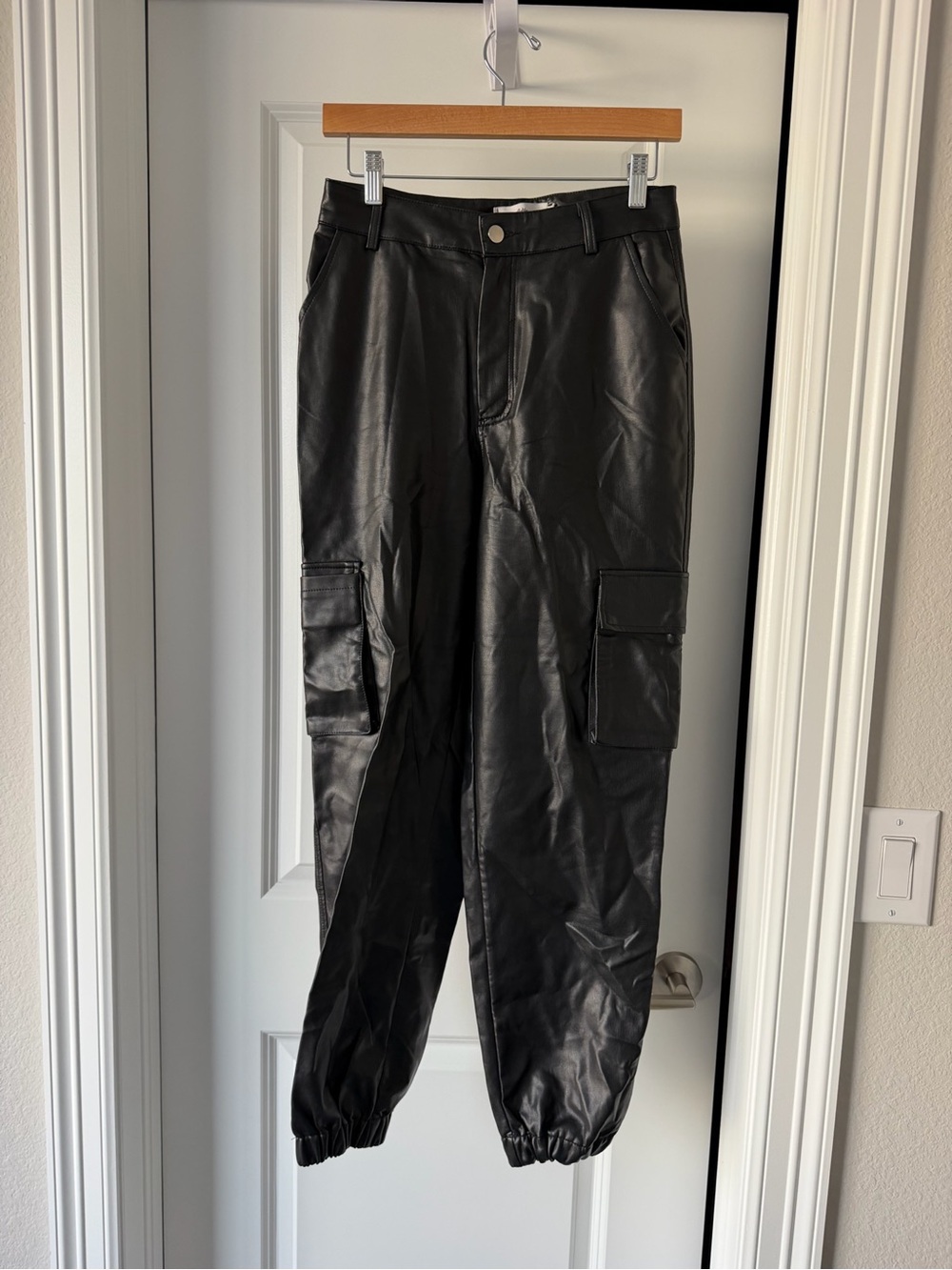 Adika Black Faux Leather High-Waist Pants